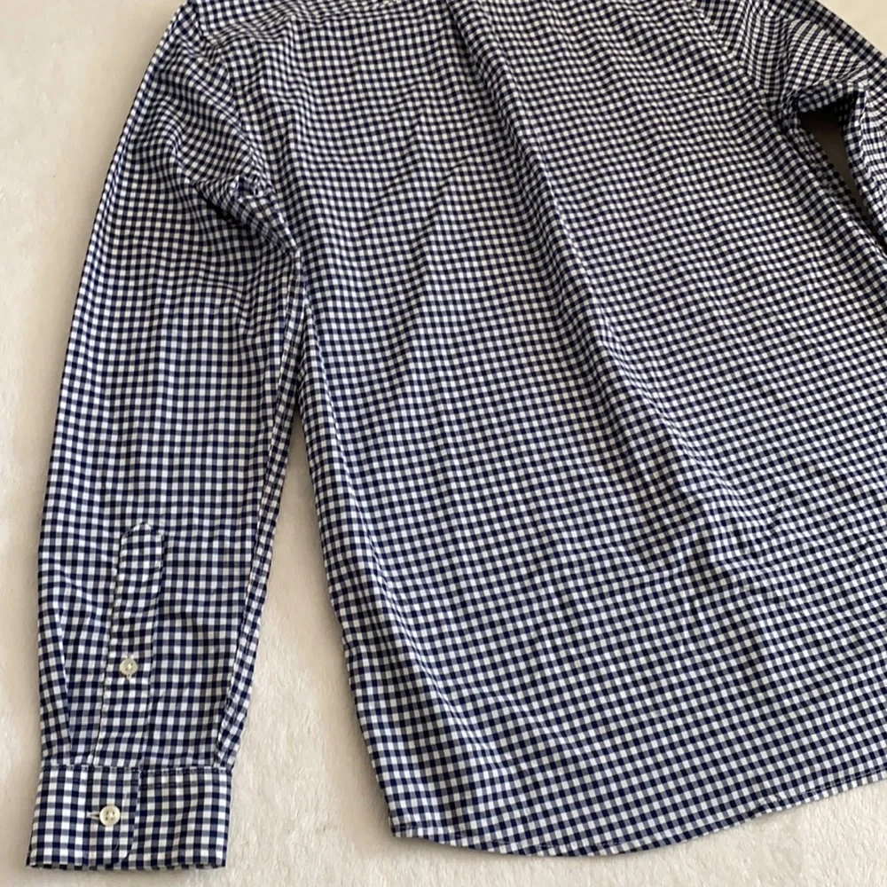 Vineyard Vines | Performance Gingham Button Down Nylon Whale Shirt Blue (L/16) - Picture 14 of 16